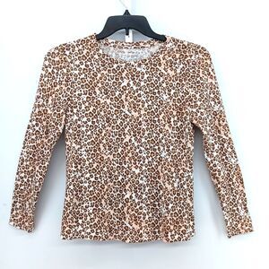 Blue Sol Shirt Women Size PS Brown Animal Print Long Sleeve Lightweight Top